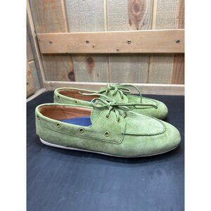 Sperry Womens Slimboat Suede Moccasin Loafers Green Sz 9.5 Casual Slip-On Shoes